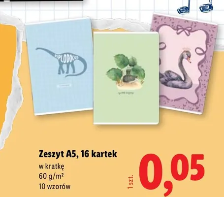 Zeszyt A5 w kratkę 16 kartek promocja w Lidl
