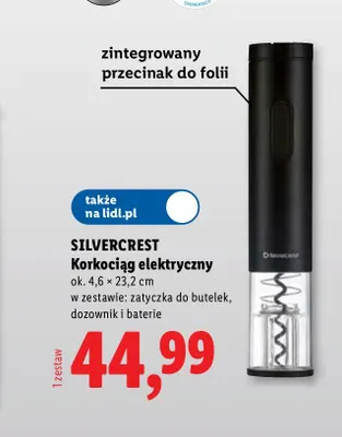 Korkociąg elektryczny Silvercrest promocja w Lidl