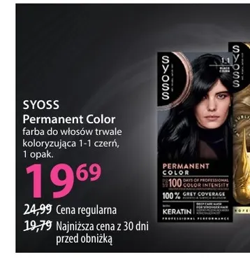 Farba do włosów trwale koloryzująca 1-1 czerń Permanent Color Syoss promocja w Hebe