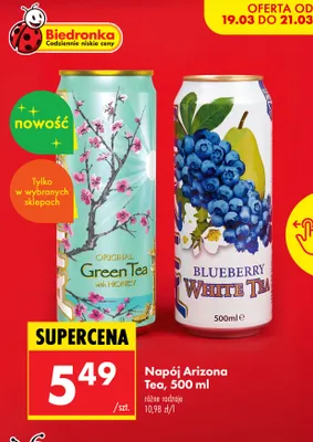 Napój Arizona Tea Blueberry White Tea promocja w Biedronka