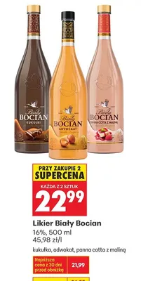 Likier Biały Bocian panna cotta z maliną promocja w Biedronka