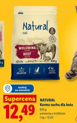 Karma sucha dla kota Natural cat wołowina z królikiem promocja w Lidl