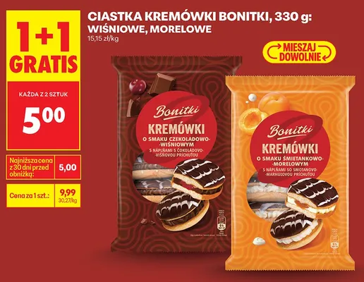 Ciastka kremówki Bonitki wiśniowe promocja w Biedronka