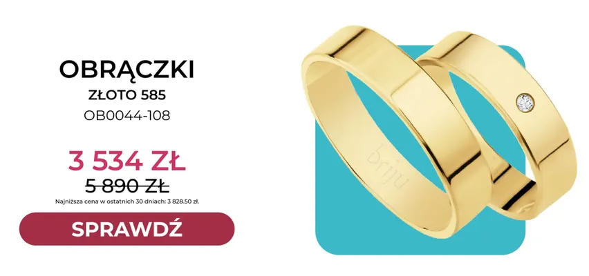 Obrączki złoto 585 OB0044-108 Briju promocja w Briju