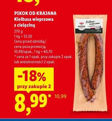 Kiełbasa wieprzowa z cielęciną Pikok Od Krajana promocja w Lidl
