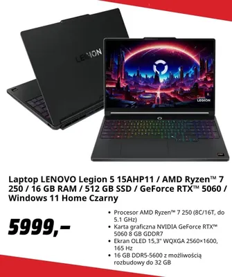 Laptop Lenovo Legion 5 15AHP11 promocja w Media Markt