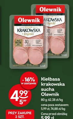 Kiełbasa krakowska sucha Olewnik promocja w Żabka