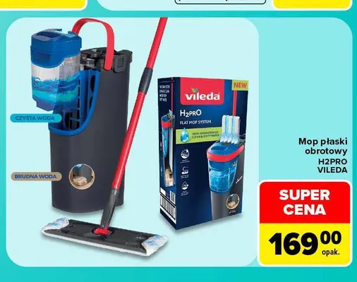 Mop płaski obrotowy H2Pro Vileda promocja w Carrefour