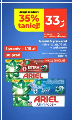 Kapsułki do prania Ariel Touch of Lenor promocja w Dealz
