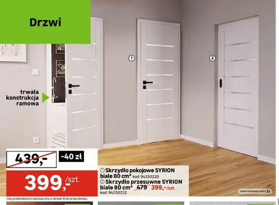 Skrzydło przesuwne Syrion białe 80 cm promocja w Leroy Merlin
