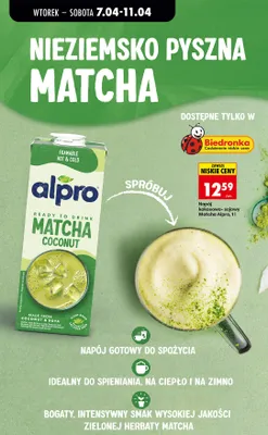 Napój kokosowo-sojowy matcha coconut promocja w Biedronka