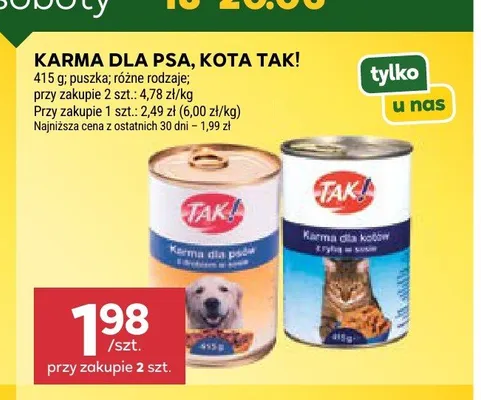 Karma dla kota Tak! promocja w Stokrotka
