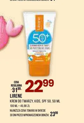 Krem do twarzy Kids Lirene SPF 50 promocja w Drogerie Natura