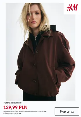 Kurtka z diagonalu H & M promocja w H&M