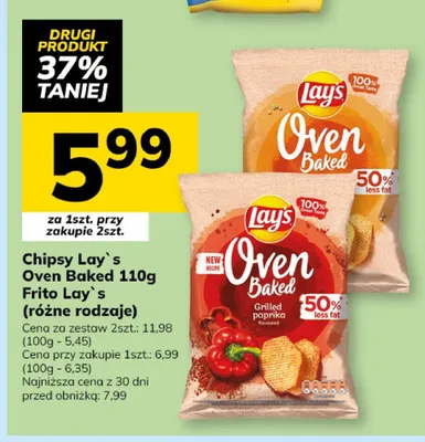 Chipsy Oven Baked 110g Frito Lay's (różne rodzaje) promocja w Hitpol