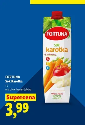 Sok Karotka Fortuna marchew-banan-jabłko promocja w Lidl