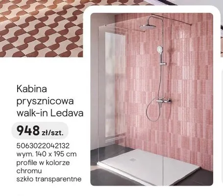 Kabina prysznicowa walk-in Ledava chrom promocja w Castorama