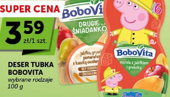 Deser tubka BoboVita owoce z kaszką jabłko gruszka pomarańcza promocja w ABC