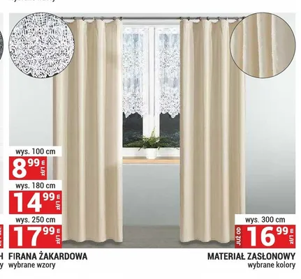 Materiał zasłonowy wys. 300 cm promocja w Merkury Market