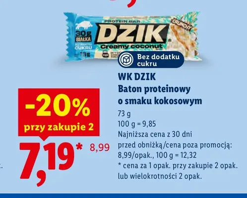 Baton proteinowy o smaku kokosowym WK Dzik promocja w Lidl