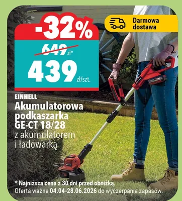 Akumulatorowa podkaszarka GE-CT 18/28 z akumulatorem i ładowarką promocja w Biedronka Home