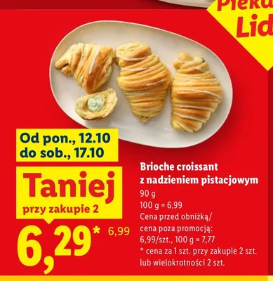 Brioche croissant z nadzieniem pistacjowym Piekarnia Lidla promocja w Lidl