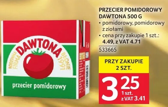 Przecier pomidorowy Dawtona 500 g promocja w Selgros