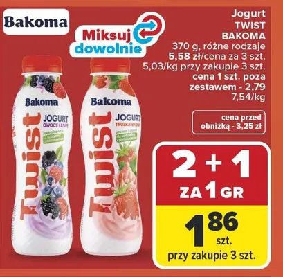 Jogurt TWIST BAKOMA promocja w Carrefour Market