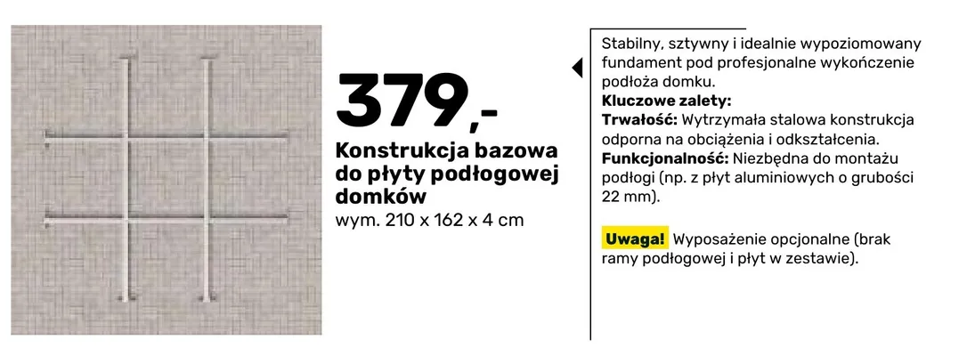 Konstrukcja bazowa do płyty podłogowej domków promocja w Bricomarche