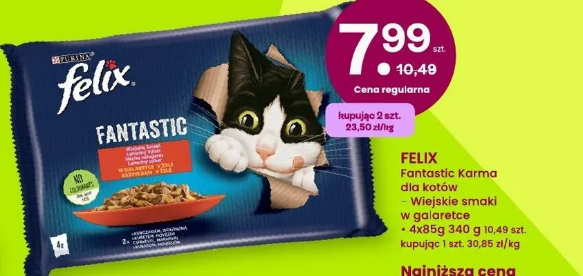 Felix Fantastic Karma dla kotów Wiejskie smaki w galaretce promocja w Frisco