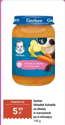 Obiadek schabik ze śliwką w warzywach po 6 miesiącu promocja w Biedronka