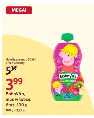 Mus BoboVita w tubce, 6m+, 100 g promocja w Rossmann