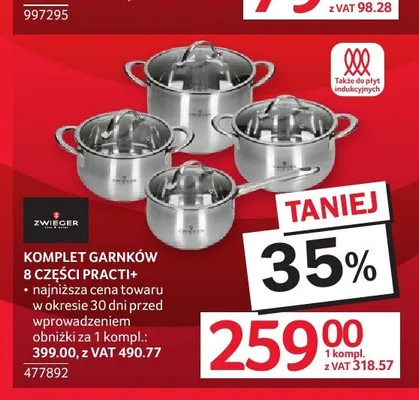 Komplet garnków Zwieger Practi+ 8-pak promocja w Selgros