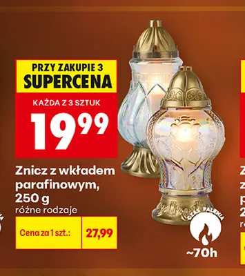 Znicz z wkładem parafinowym promocja w Biedronka