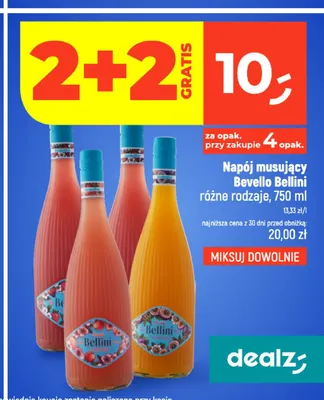 Napój musujący Bevello Bellini promocja w Dealz