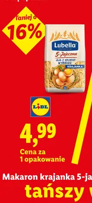 Makaron krajanka 5-jajeczna Lubella promocja w Lidl