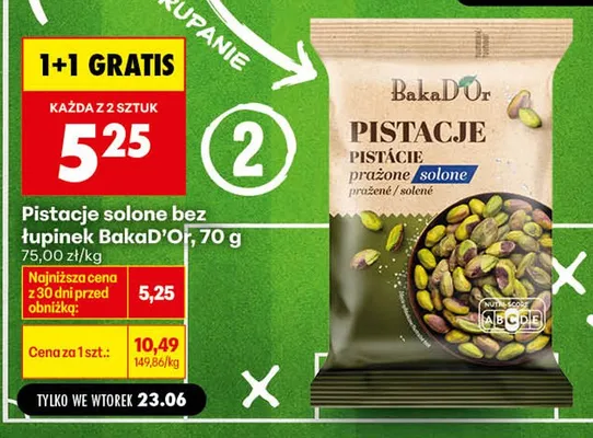 Pistacje solone bez łupinek BakaD'Or promocja w Biedronka