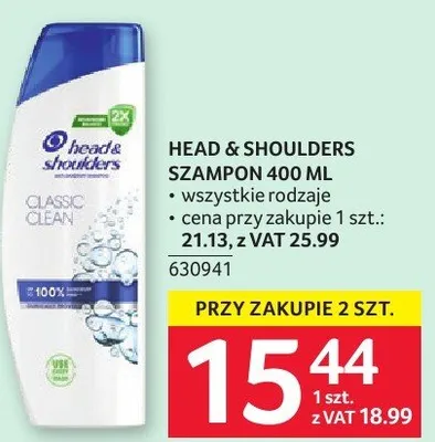 Szampon Head & Shoulders 400 ml promocja w Selgros