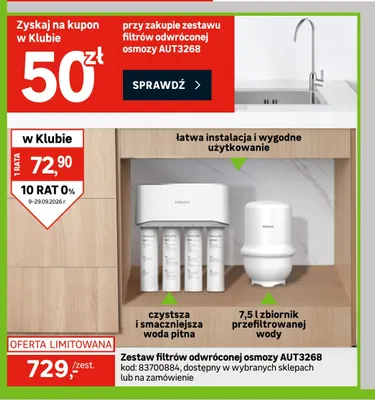 Zestaw filtrów odwróconej osmozy AUT3268 Philips promocja w Leroy Merlin