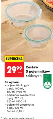 Zestaw 3 pojemników szklanych promocja w Biedronka