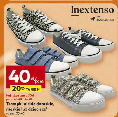 Trampki niskie damskie, męskie lub dziecięce promocja w Auchan