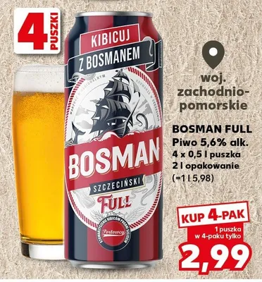 Piwo Bosman Full promocja w Kaufland