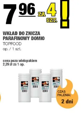 Wkład do znicza parafinowy Domio 2 dni 4-pak promocja w SPAR