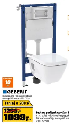 Zestaw podtynkowy Geberit San Delta stelaż podtynkowy bez przycisku miska bezkołnierzowa deska wolnoopadająca duroplast zestaw montażowy nr OBI 7517998 promocja w OBI
