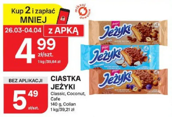 Ciastka Jeżyki Classic, Coconut, Cafe promocja w Chorten