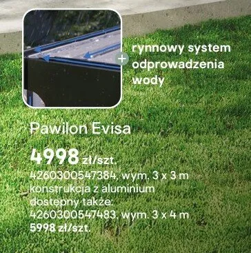 Pawilon Evisa z rynnowym systemem odprowadzenia wody, konstrukcja z aluminium, 3 x 3 m promocja w Castorama