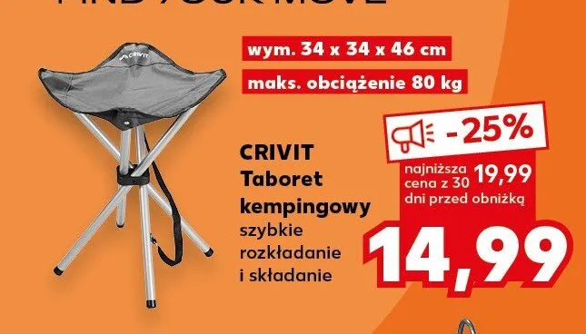 Taboret kempingowy CRIVIT promocja w Kaufland