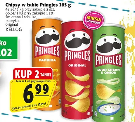 Chipsy w tubie Pringles śmietana i cebulka 165 g KELLOG promocja w Prim Market