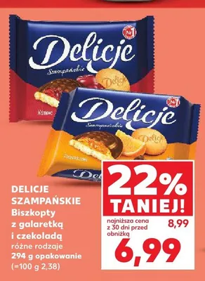 Biszkopty z galaretką i czekoladą Delicje Szampańskie pomarańczowe promocja w Kaufland