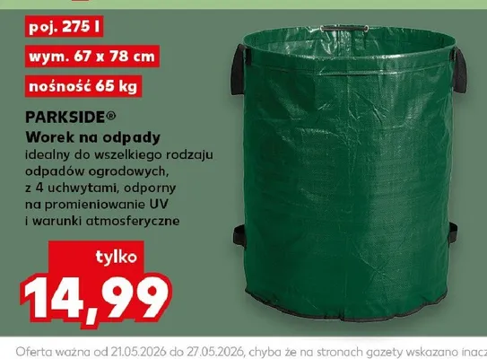 Worek na odpady Parkside 275l 67x78cm promocja w Kaufland